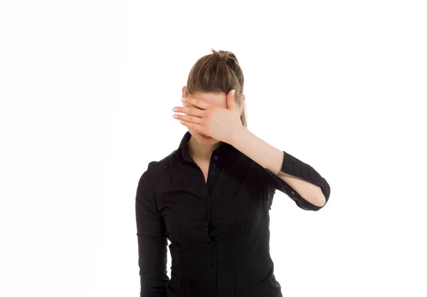 Model hiding face because of shame — Stock Photo, Image