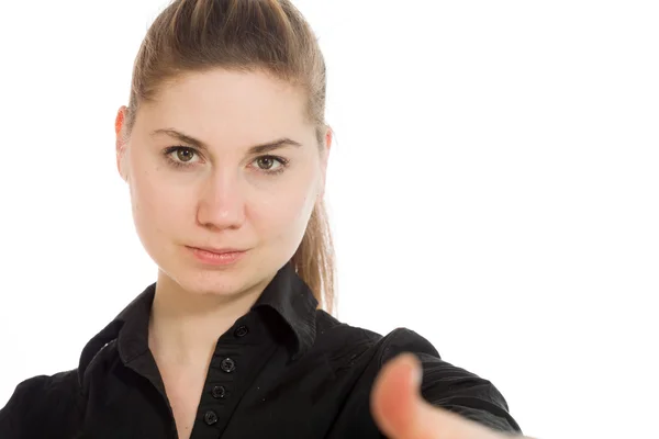 Model greeting with handshake — Stock Photo, Image