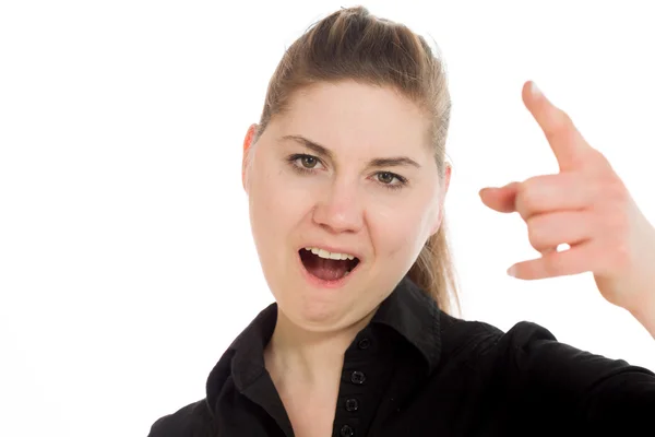 Angry Model scolding and pointing — Stock Photo, Image