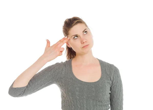 Model in despair with hand gun — Stock Photo, Image