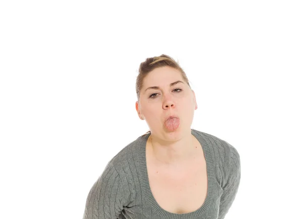 Model sticking tongue out — Stock Photo, Image