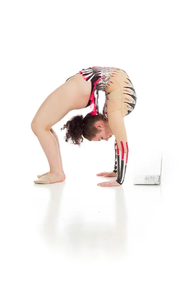Gymnastic Model stretching — Stock Photo, Image
