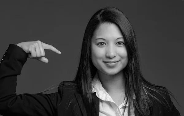 Model pointing to herself — Stock Photo, Image