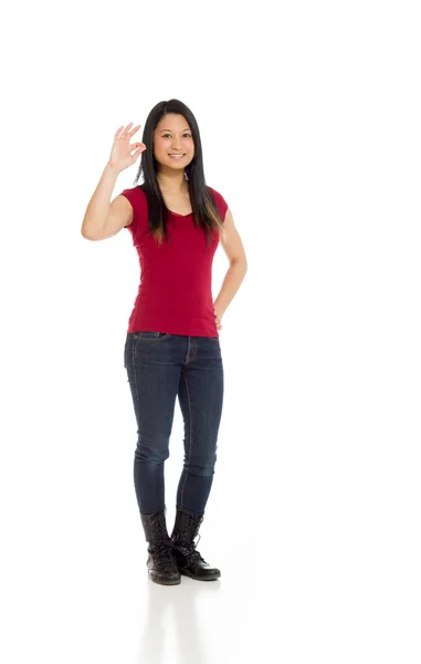 Modello gesturing ok segno — Foto Stock