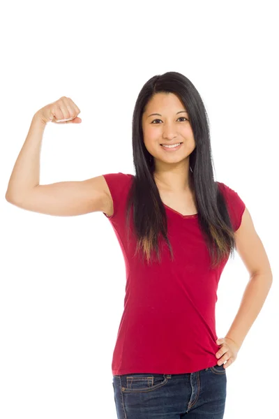 Model shows strength in arm curl — Stock Photo, Image