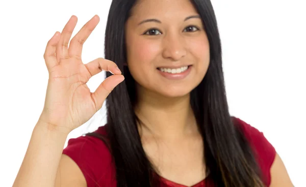 Model gesturing ok sign — Stock Photo, Image