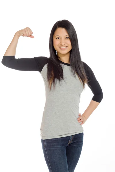 Model shows strength in arm curl — Stock Photo, Image