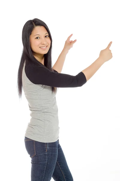 Model pointing with fingers — Stock Photo, Image