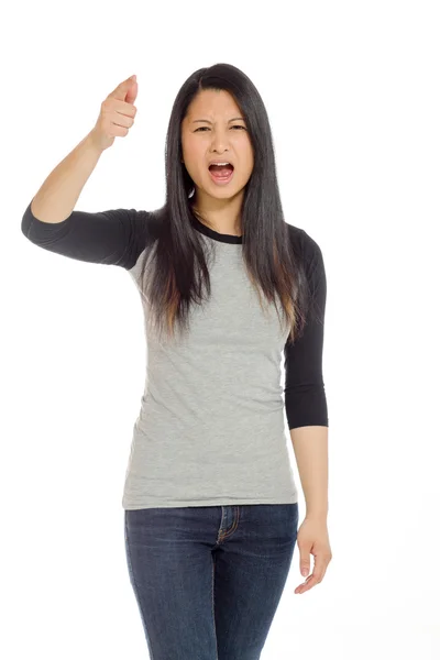 Angry Model scolding and pointing — Stock Photo, Image