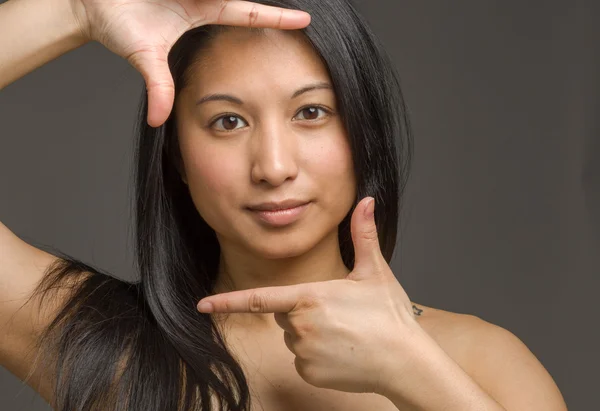 Model framing with fingers — Stock Photo, Image