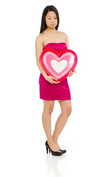 Model holds heart sign — Stock Photo, Image