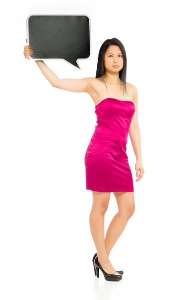 Model with blank of speech bubble — Stock Photo, Image