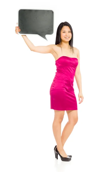 Model with blank of speech bubble — Stock Photo, Image