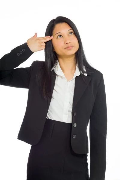 Model in despair with hand gun — Stock Photo, Image