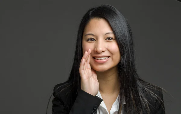 Model talking or shouting in voice — Stock Photo, Image