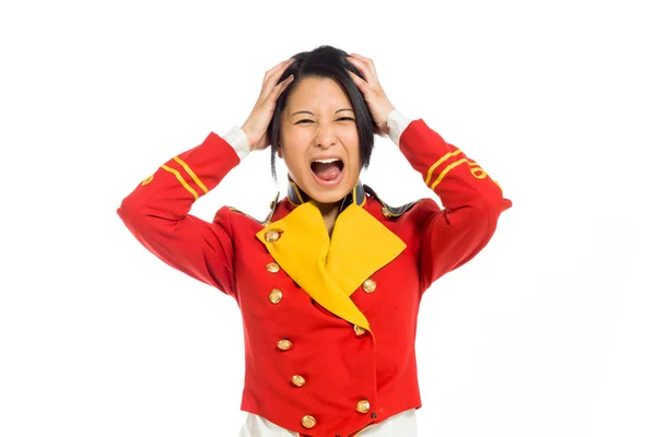 Stressed model pulling hairs — Stock Photo, Image