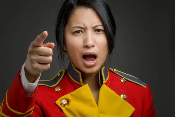 Angry Model scolding and pointing — Stock Photo, Image