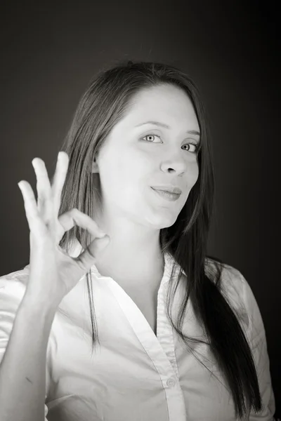 Modello gesturing ok segno — Foto Stock