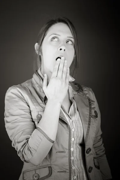 Tired Model bored yawning — Stock Photo, Image