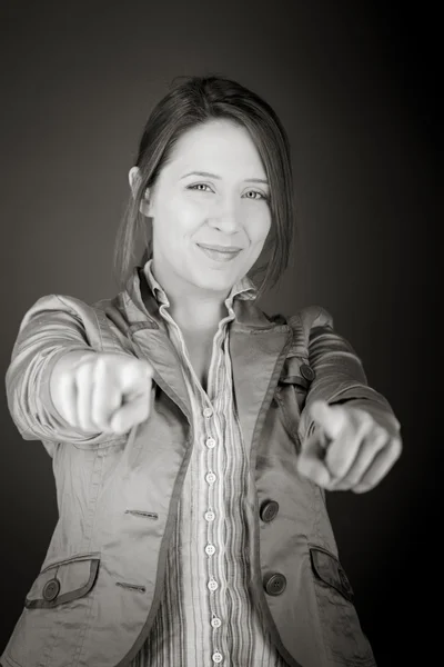 Model pointing to camera — Stock Photo, Image