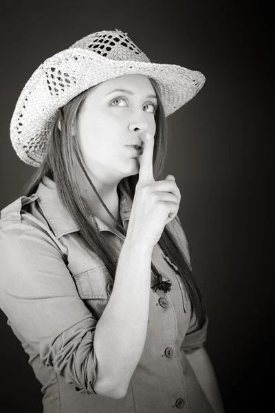 Model with finger on lips — Stock Photo, Image