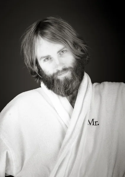 Man wearing bath robe — Stock Photo, Image