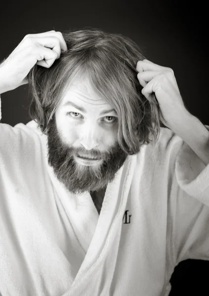 Stressed model pulling hairs — Stock Photo, Image