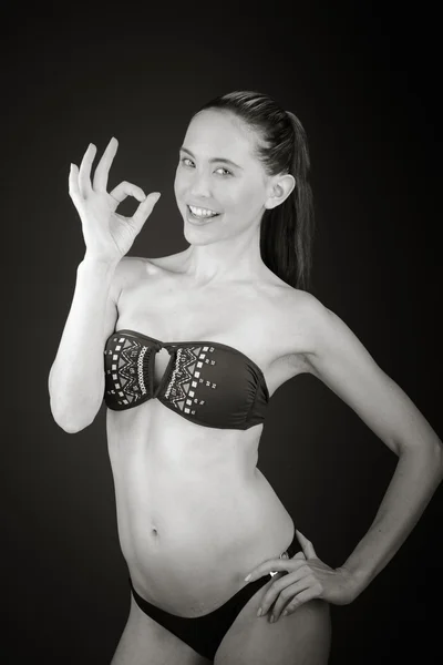 Model gesturing ok sign — Stock Photo, Image