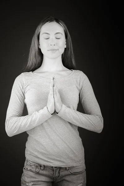 Model praying and wishing — Stock Photo, Image