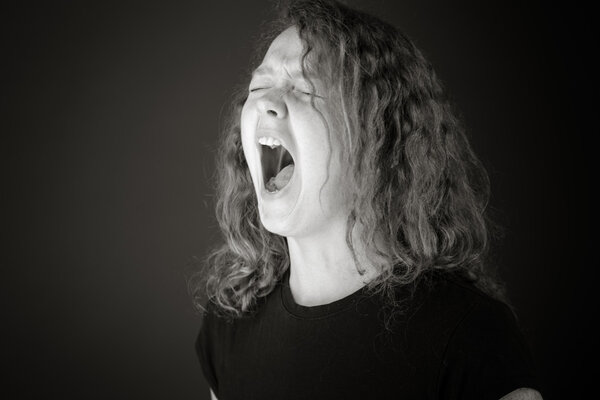 Model furious screaming