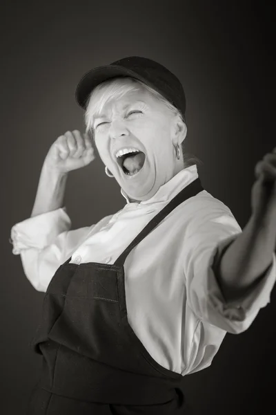 Model screaming with fists up — Stock Photo, Image