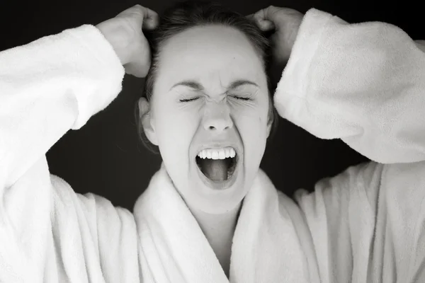 Stressed Model pulling hairs — Stock Photo, Image