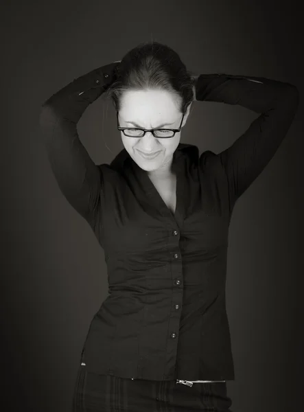 Stressed Model pulling hairs — Stock Photo, Image