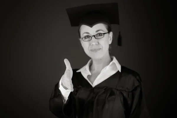 Saluti modello con stretta di mano — Foto Stock