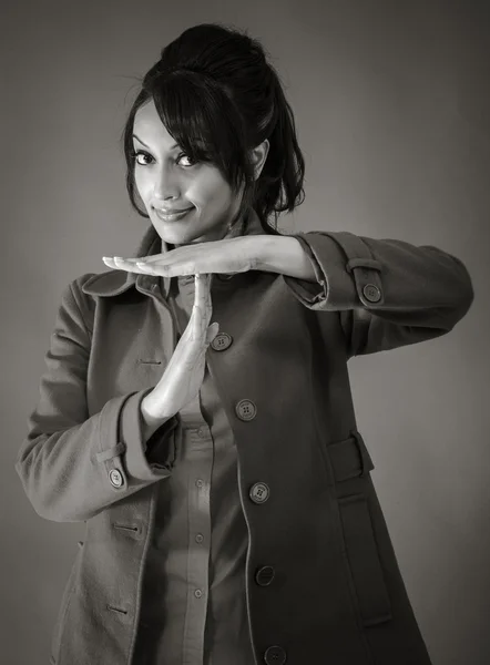 Model gesturing break sign — Stock Photo, Image