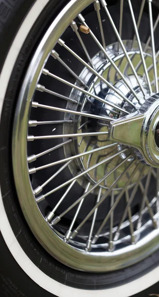 Vintage chrome car wheel — Stock Photo, Image