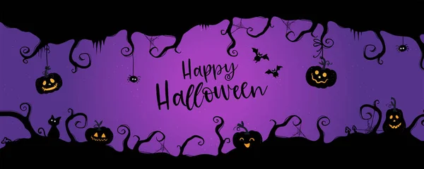 Buon Halloween Banner Invito Alla Festa Sfondo Disegnato Mano Con — Vettoriale Stock