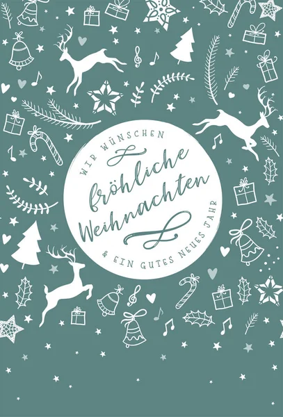 Hübsches Handgezeichnetes Weihnachtsdesign Mit Text Wir Wünschen Ihnen Frohe Weihnachten — Stockvektor