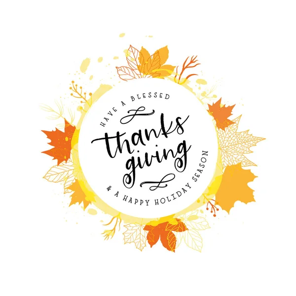 Leuke Hand Getekend Thanksgiving Ontwerp Met Tekst Decoratie Geweldig Voor — Stockvector