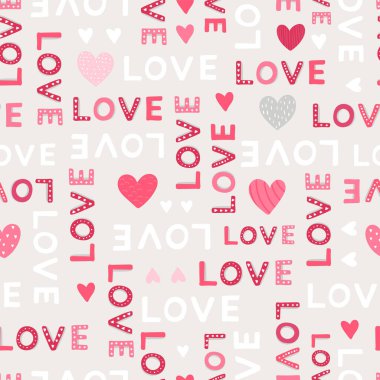 Sevimli el çizimi Sevgililer Günü 'nde kalpsiz, eğlenceli arka plan afişler, duvar kağıtları, tekstil, ambalaj - vektör tasarımı