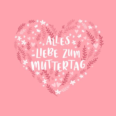 Güzel el çizimi Anneler Günü tasarımı, Almanca 
