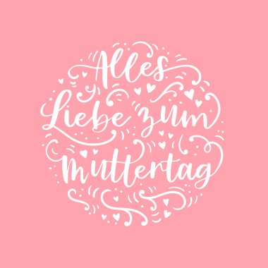 Güzel el çizimi Anneler Günü tasarımı, Almanca 