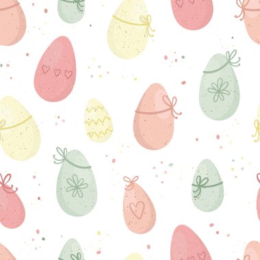 Güzel el çizimi Paskalya deseni, zarif yumurtalar, bahar arkaplanı, tekstil afişleri, duvar kağıtları, ambalaj - vektör tasarımı