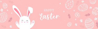 Paskalya tasarımı, güzel tavşan, duvar kağıtları, afişler, kartlar, davetiyeler, selamlar - vektör tasarımı için harika.