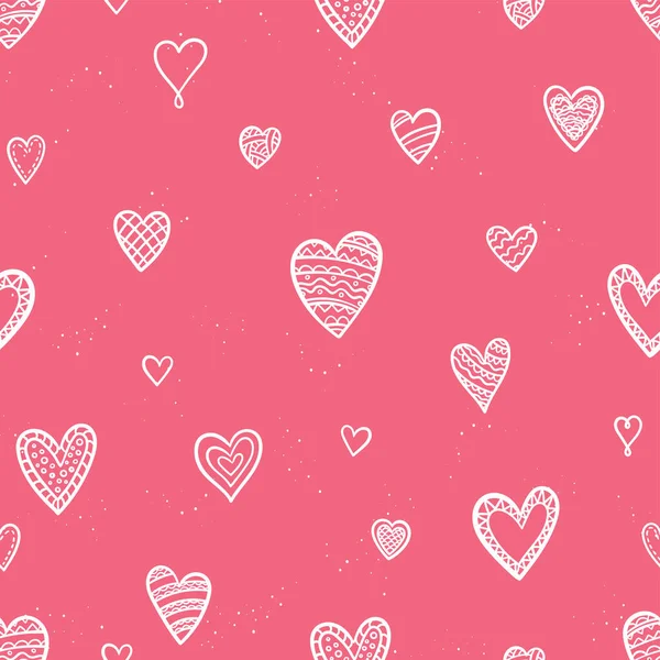 かわいい手描きの心のシームレスなパターン 素敵なロマンチックな背景 バレンタインデーのための素晴らしい 母の日 バナー ベクトルデザイン — ストックベクタ