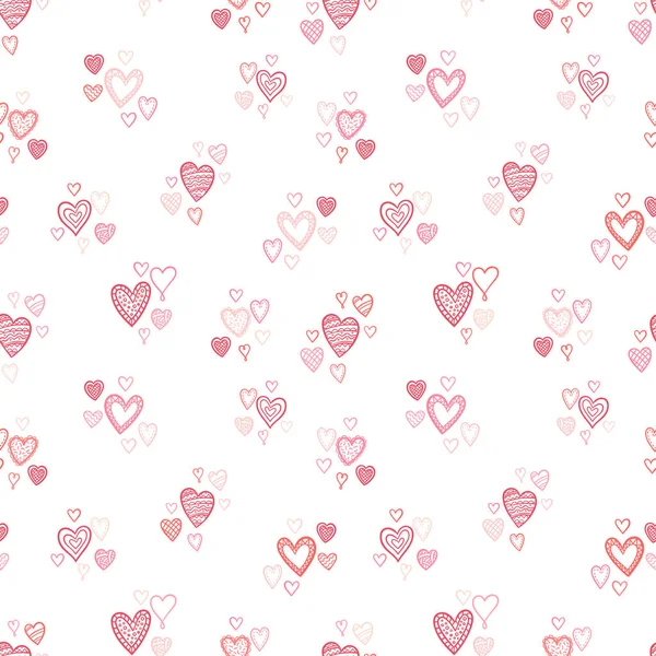 Niedliche Handgezeichnete Herzen Nahtlose Muster Schöne Romantische Hintergrund Ideal Für — Stockvektor