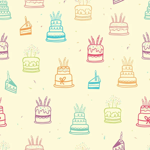 Lindo Patrón Sin Costuras Pasteles Garabato Fondo Fiesta Divertida Ideal — Vector de stock