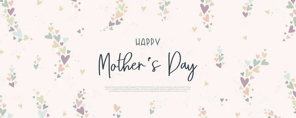 Cute Mother Day Banner Design Piękne Ręcznie Rysowane Serca Pisowni — Wektor stockowy