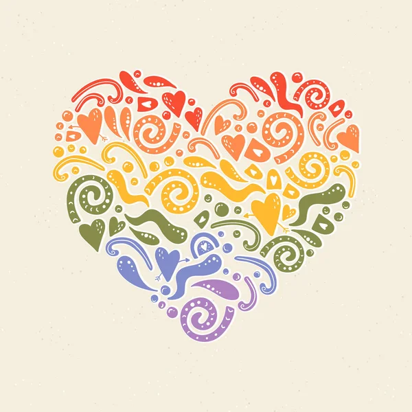 Conception Doodle Dessinée Main Colorée Amour Est Amour Écrit Main — Image vectorielle