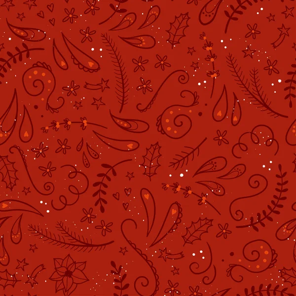 Niedliche Handgezeichnete Weihnachtskritzeleien Nahtloses Muster Schöne Abstrakte Hintergrund Ideal Für — Stockvektor